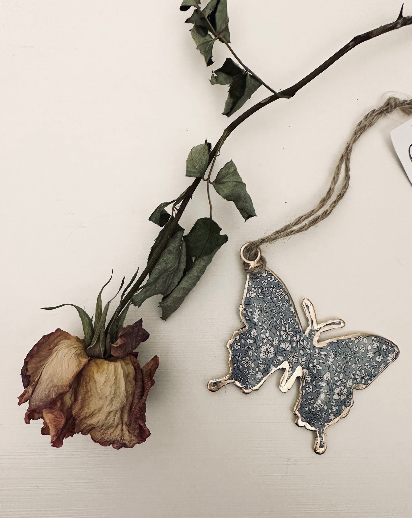 Blue Floral Butterfly Hanger