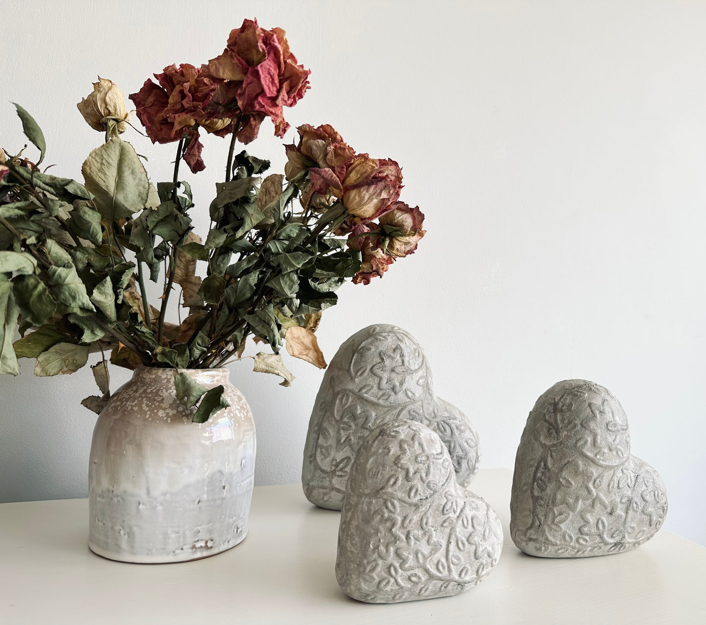 Rustic Ceramic love heart ornaments