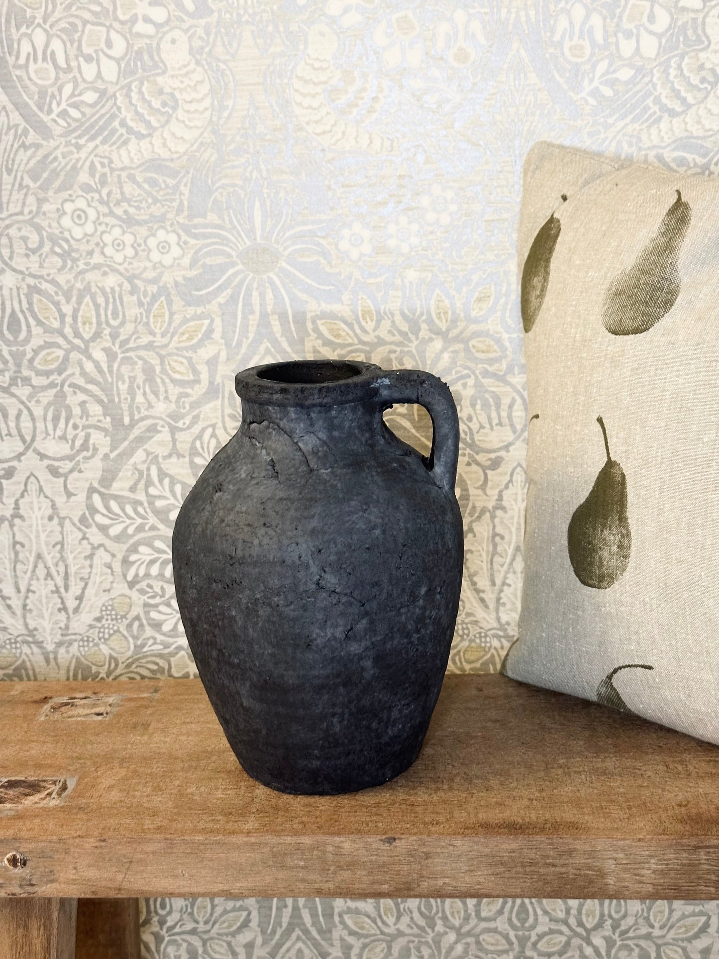 Small Contemporary Stone Black Pitcher Jug Vase