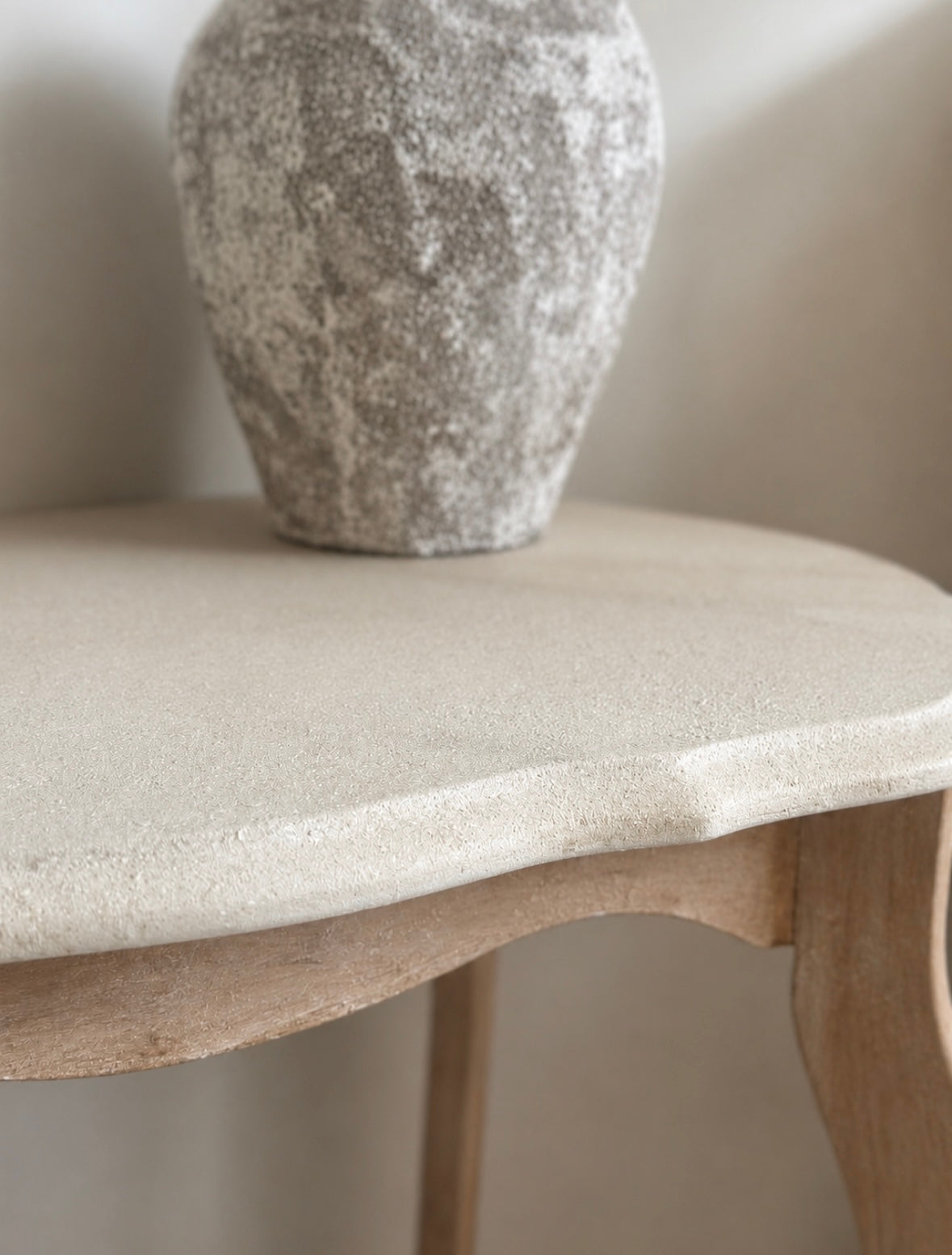 Stone Effect and Rustic Wood Side Table