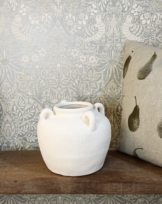 Small Contemporary White Toby Vase