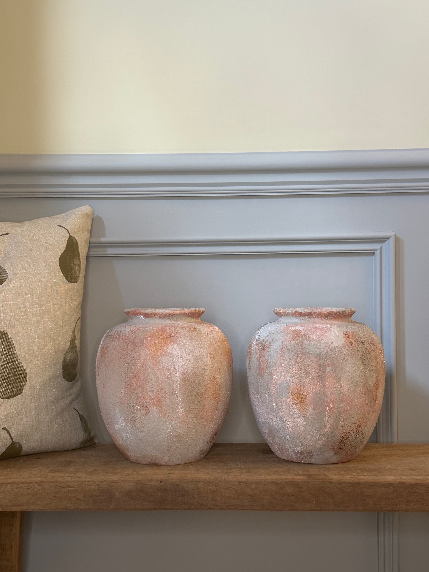 Terracotta Set of Two Rustic Vases
