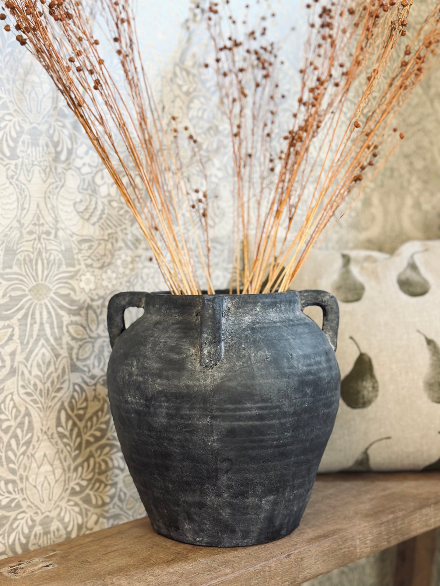 Large Black Stone Rustic Medora Vase