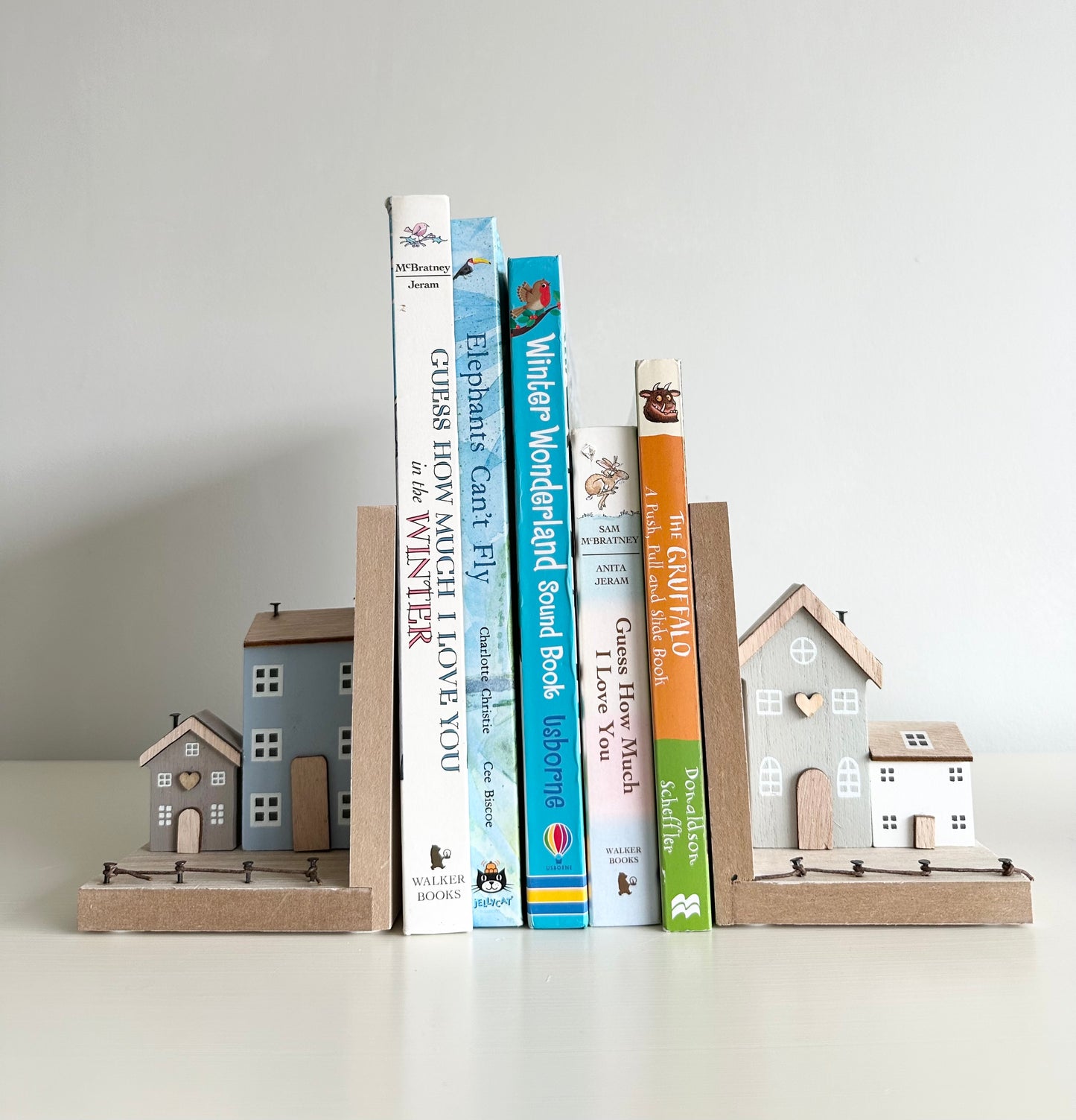 Cute Wood House Book Ends