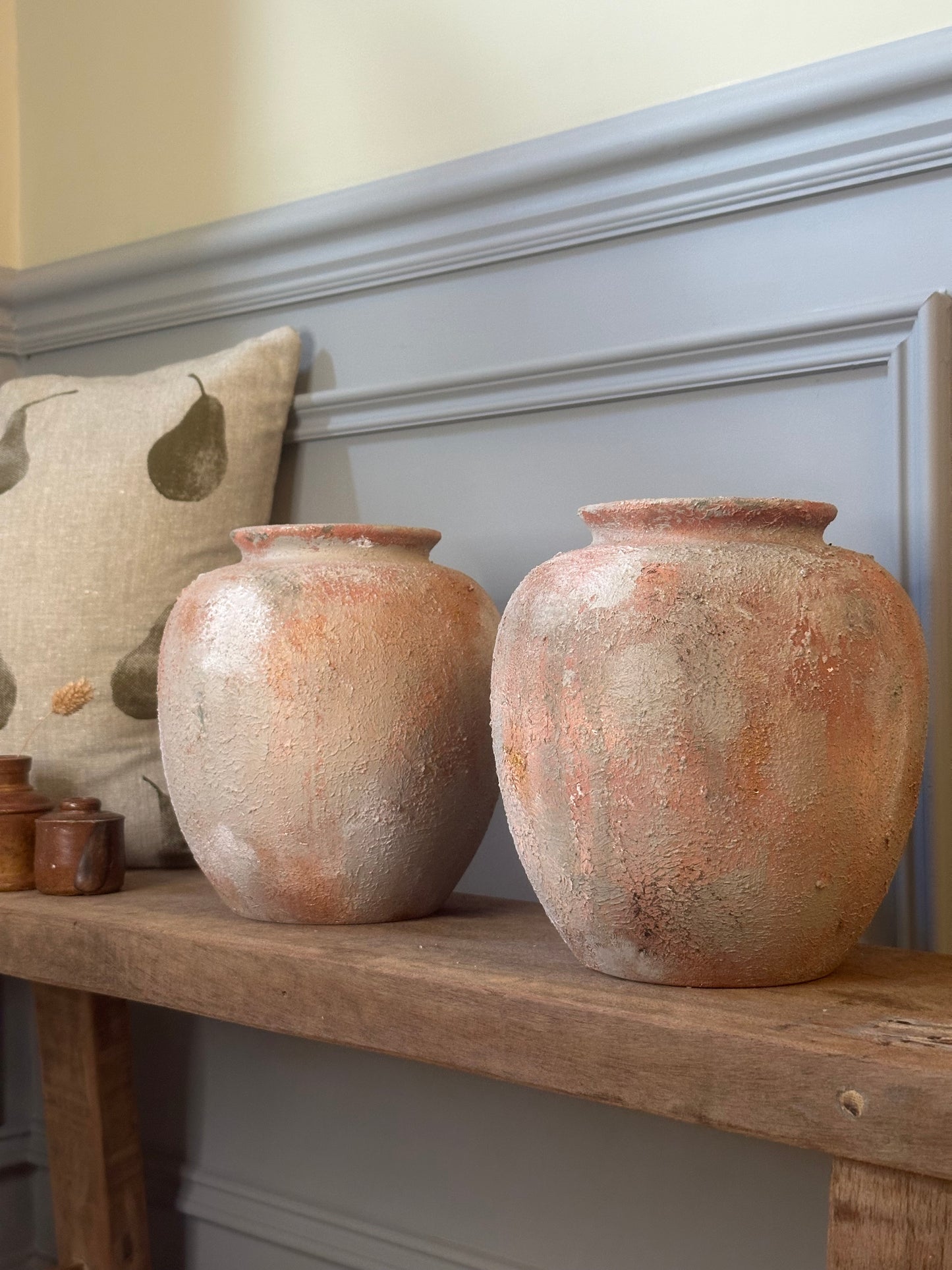 Terracotta Set of Two Rustic Vases