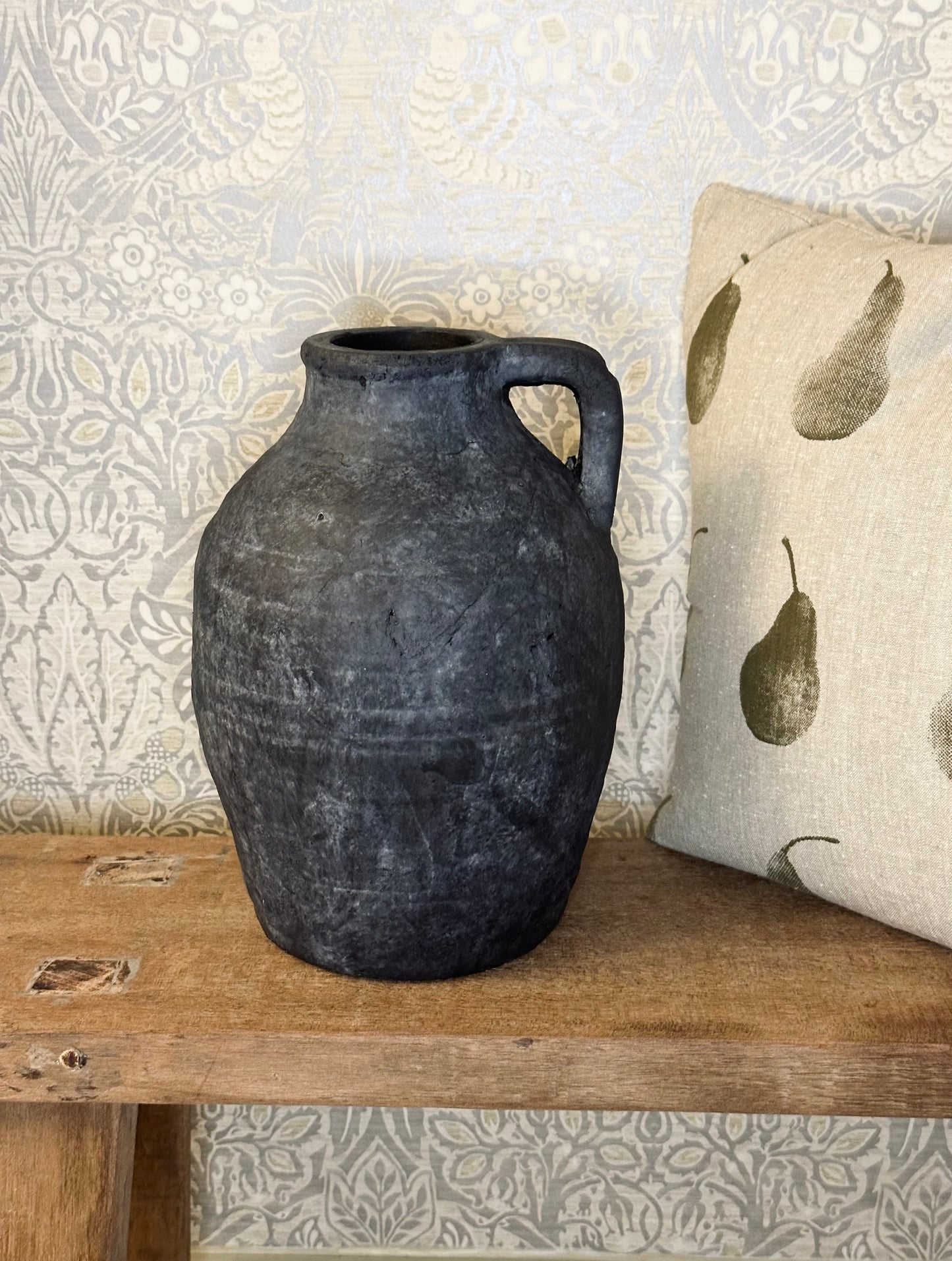 Large Contemporary Stone Black Pitcher Jug Vase