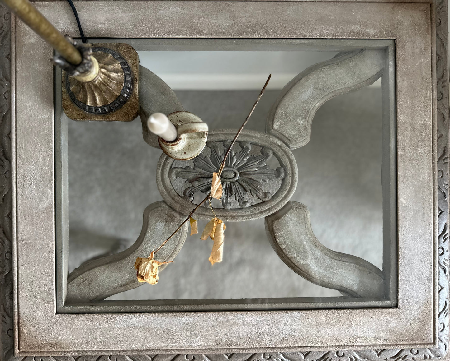 Victorian Carved Wood Glass Top Table