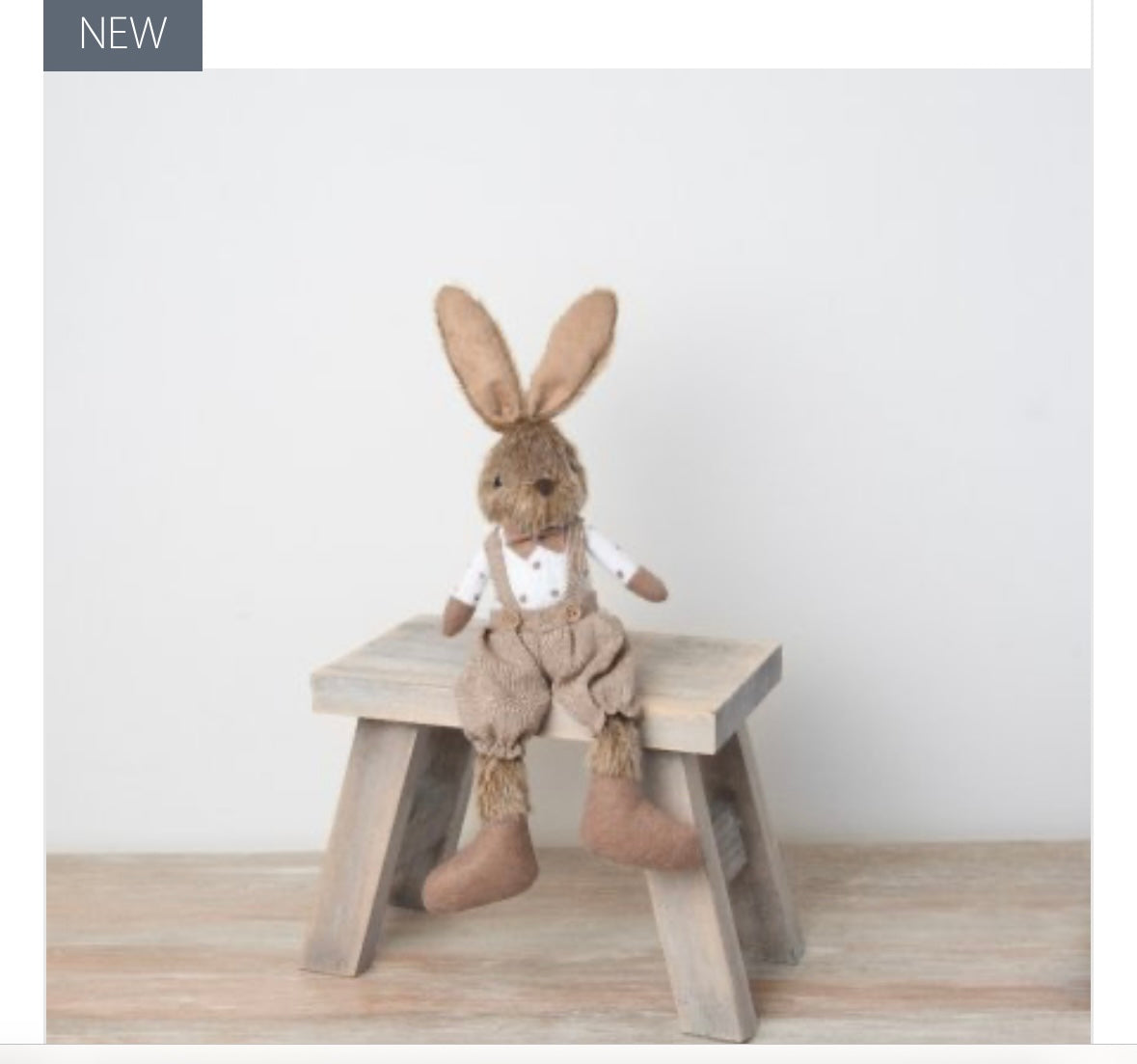 Rustic Boy Sitting Polka Dot Bunny