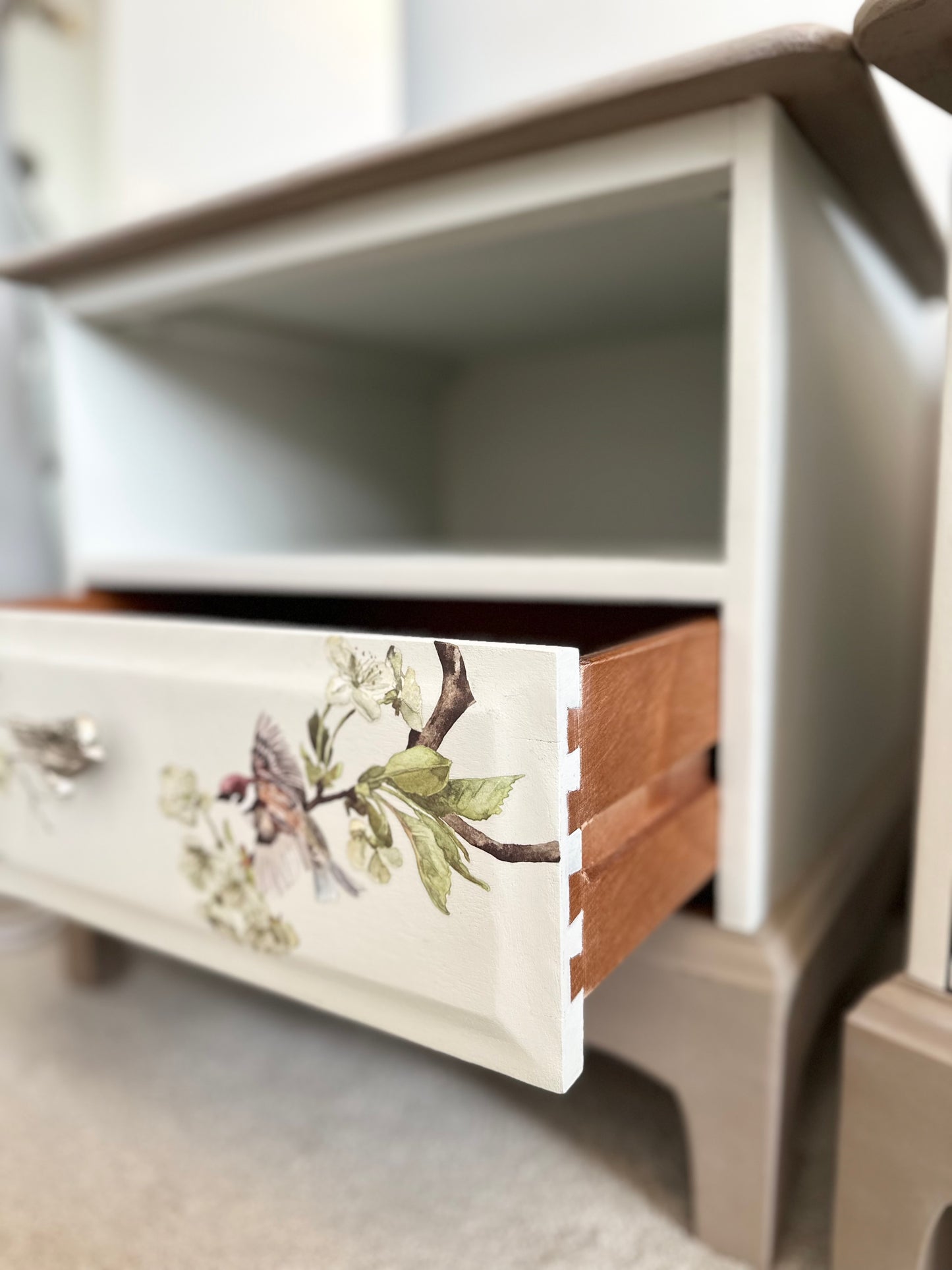 Set of Bird Design Bedside Table Drawers