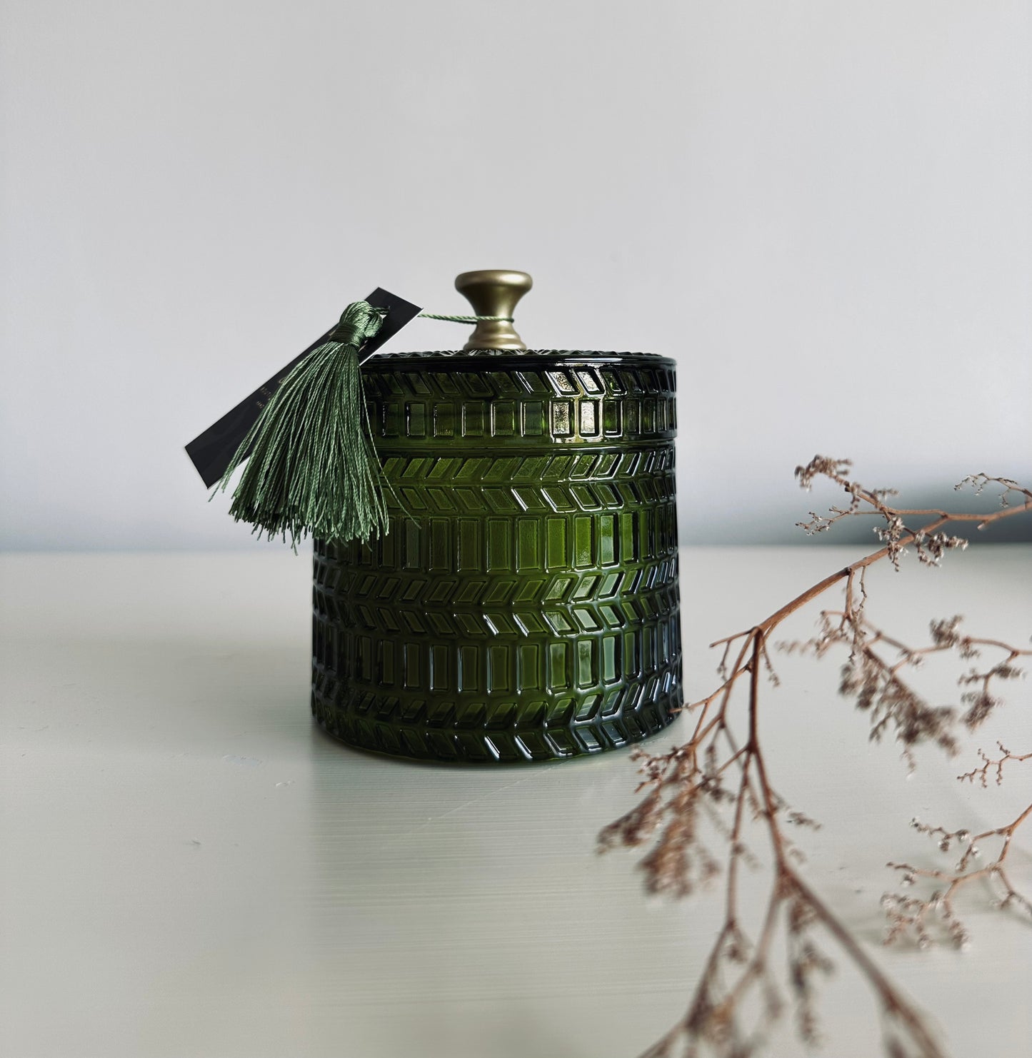 Stunning Patchouli and Wood Scented Glass Candle