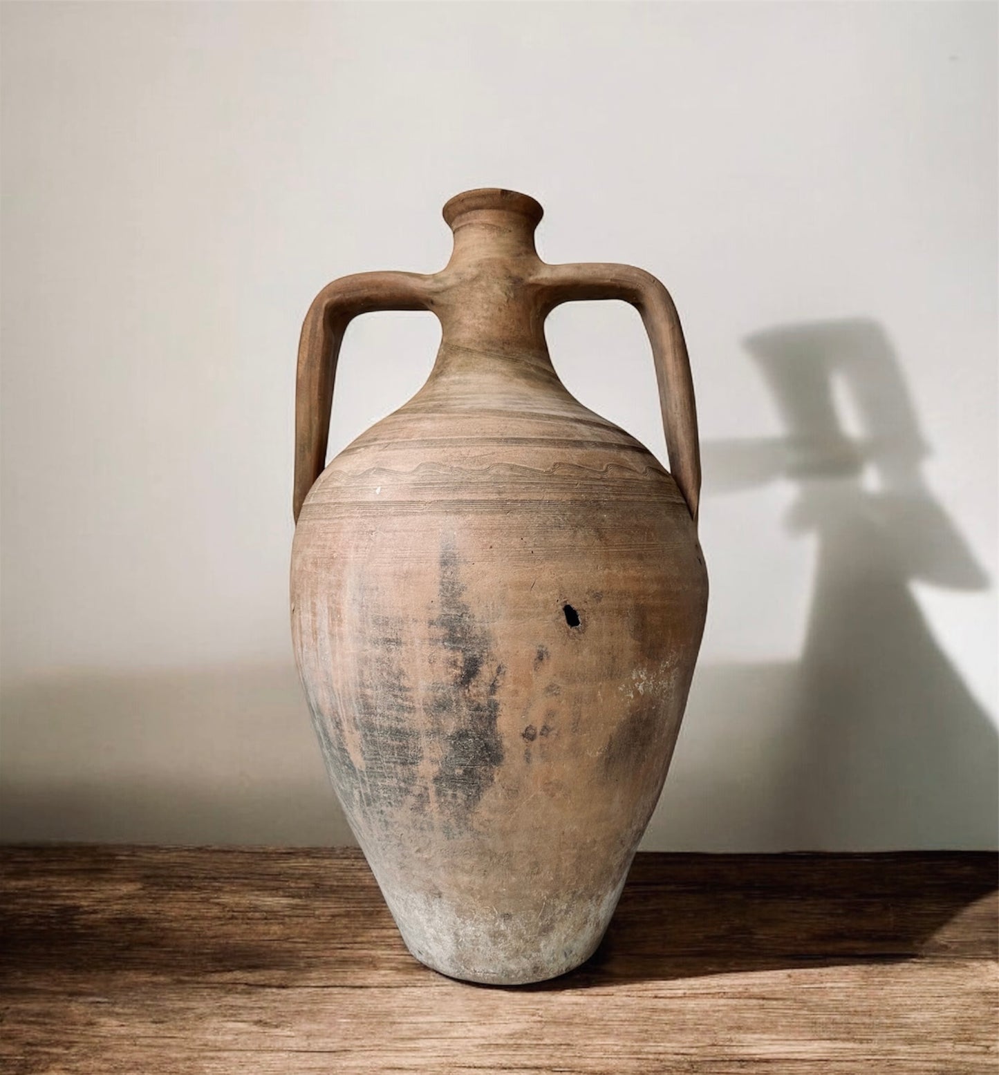 Large Floor Standing Rustic Antique Terracotta Greek Vase