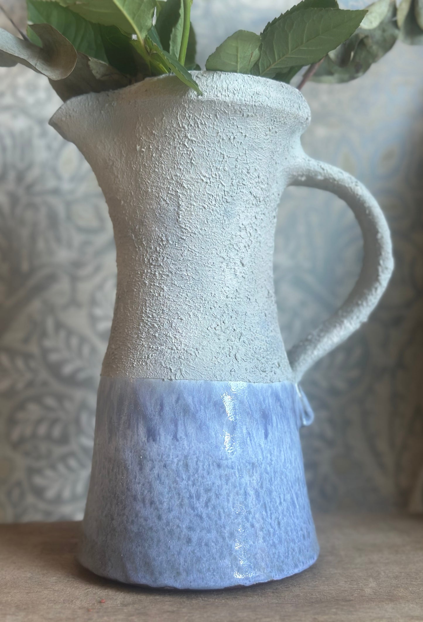 Two Tone Textured Stone Effect Jug Vase