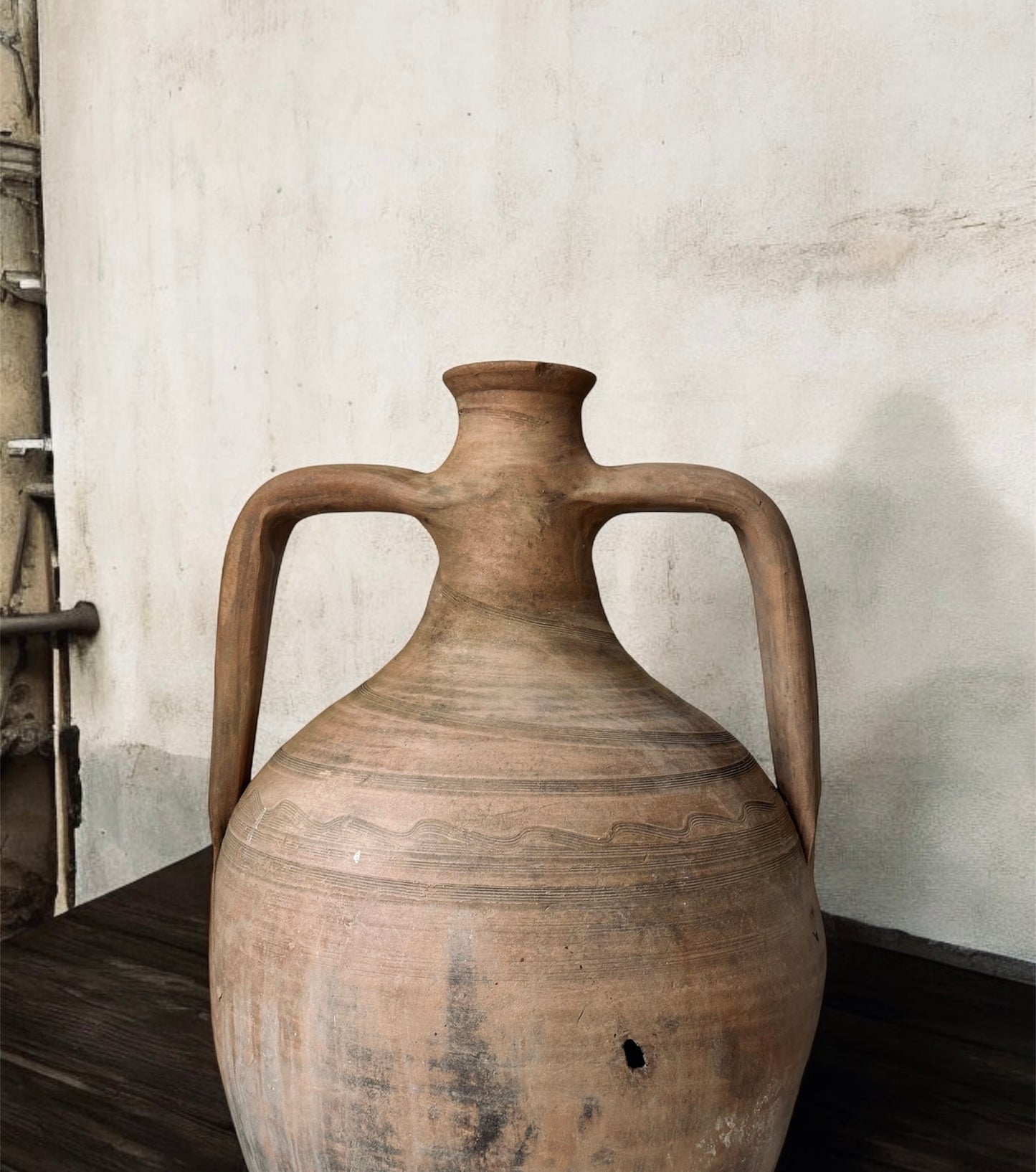 Large Floor Standing Rustic Antique Terracotta Greek Vase