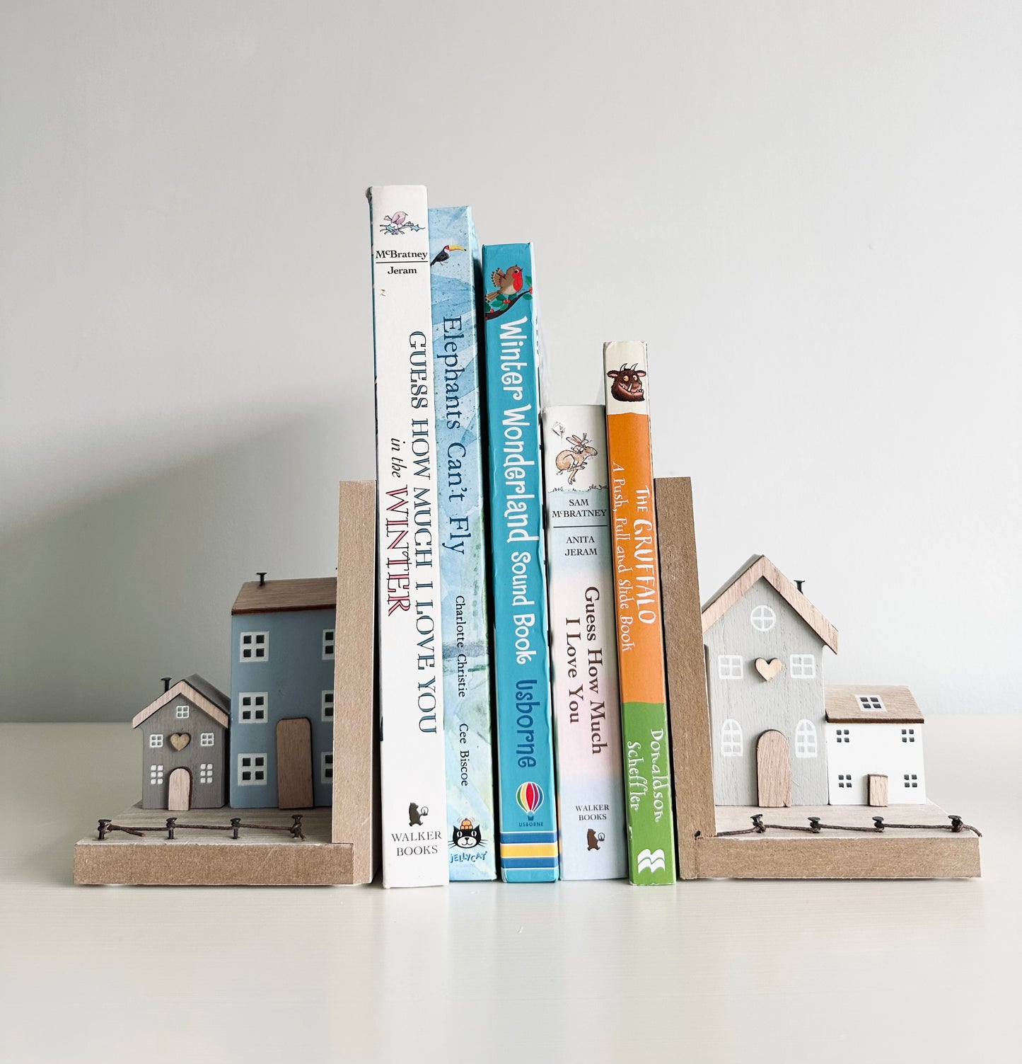 Cute Wood House Book Ends