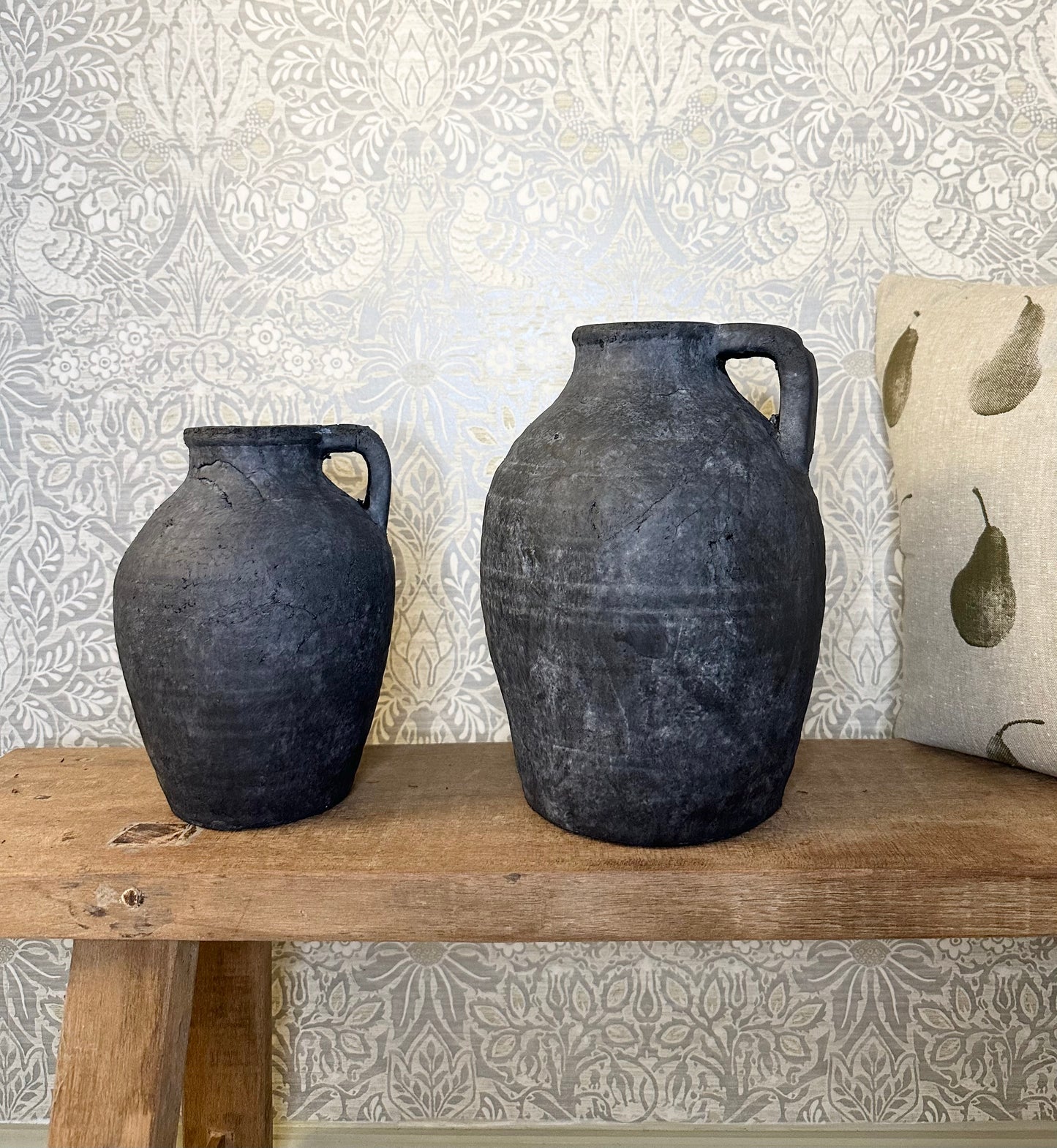 Small Contemporary Stone Black Pitcher Jug Vase