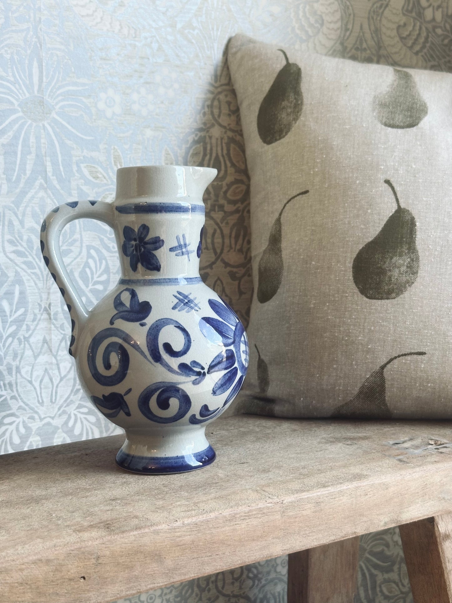 Vintage Blue and White Pottery Vase