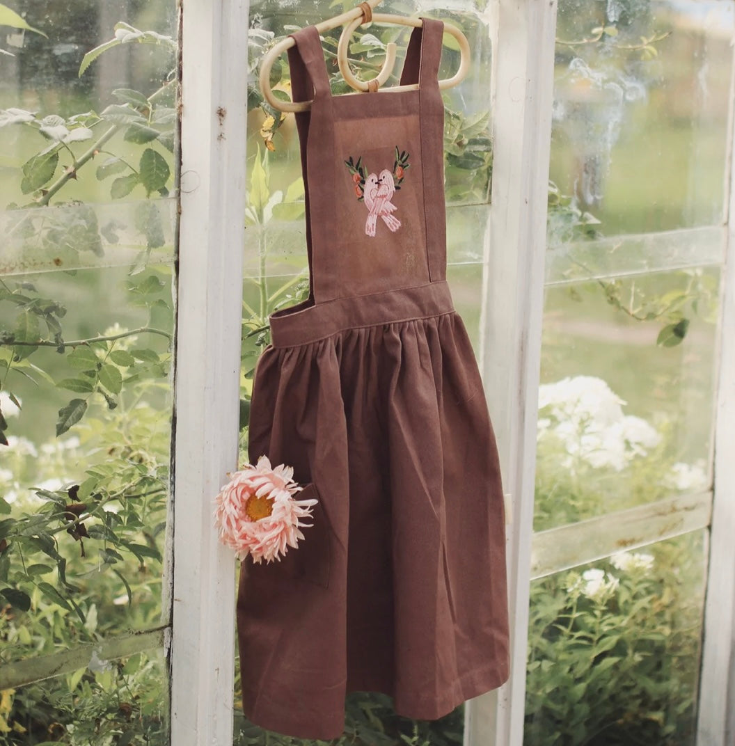 Childs Pinafore-Embroided Love Birds