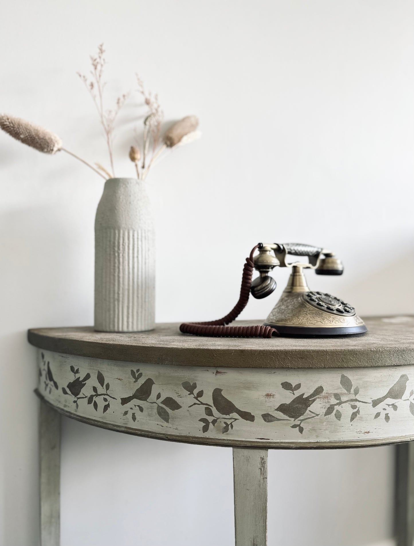 Rustic Half Moon Distressed Table