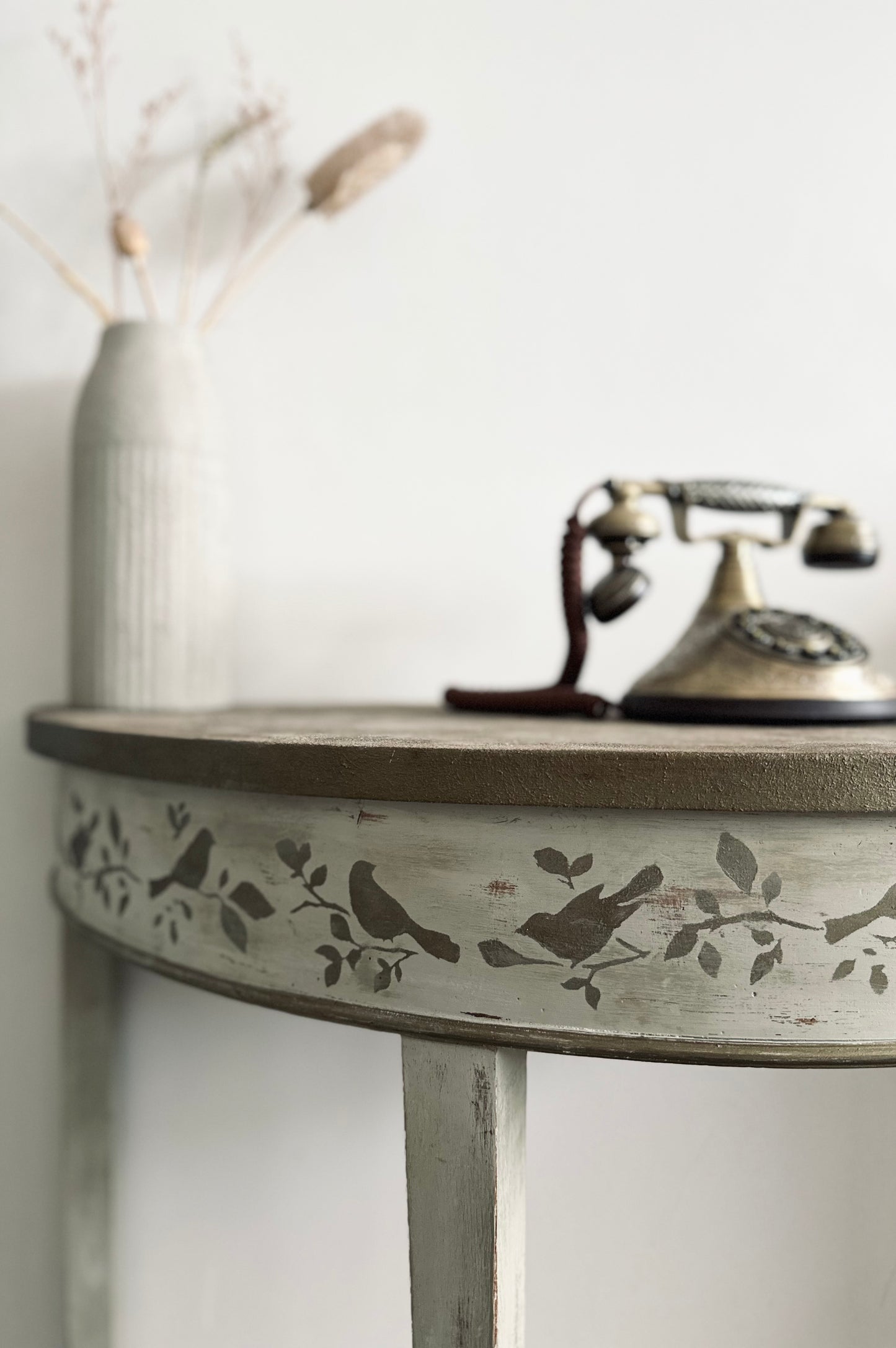 Rustic Half Moon Distressed Table