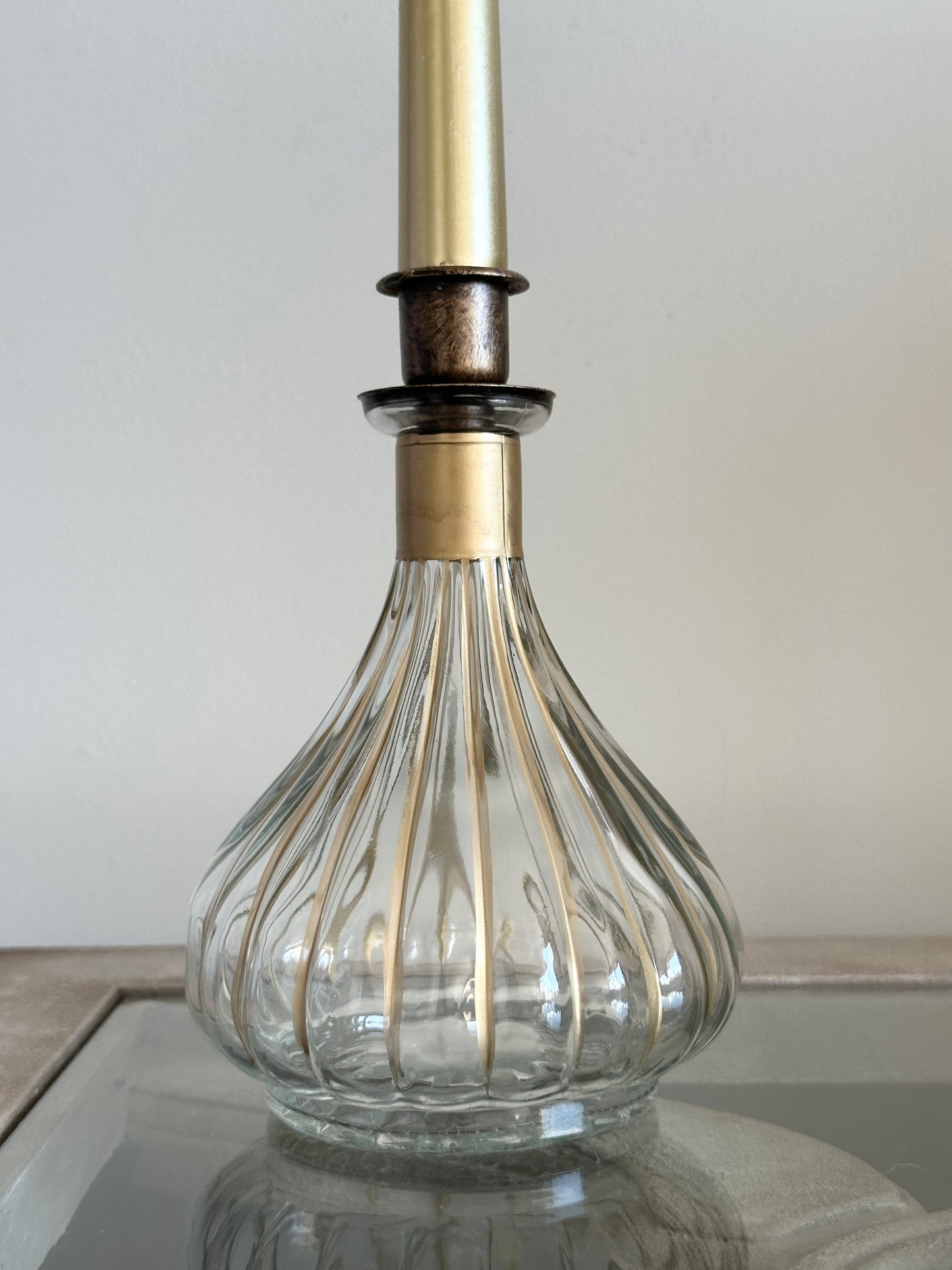 Stunning glass and gold dining candle holders