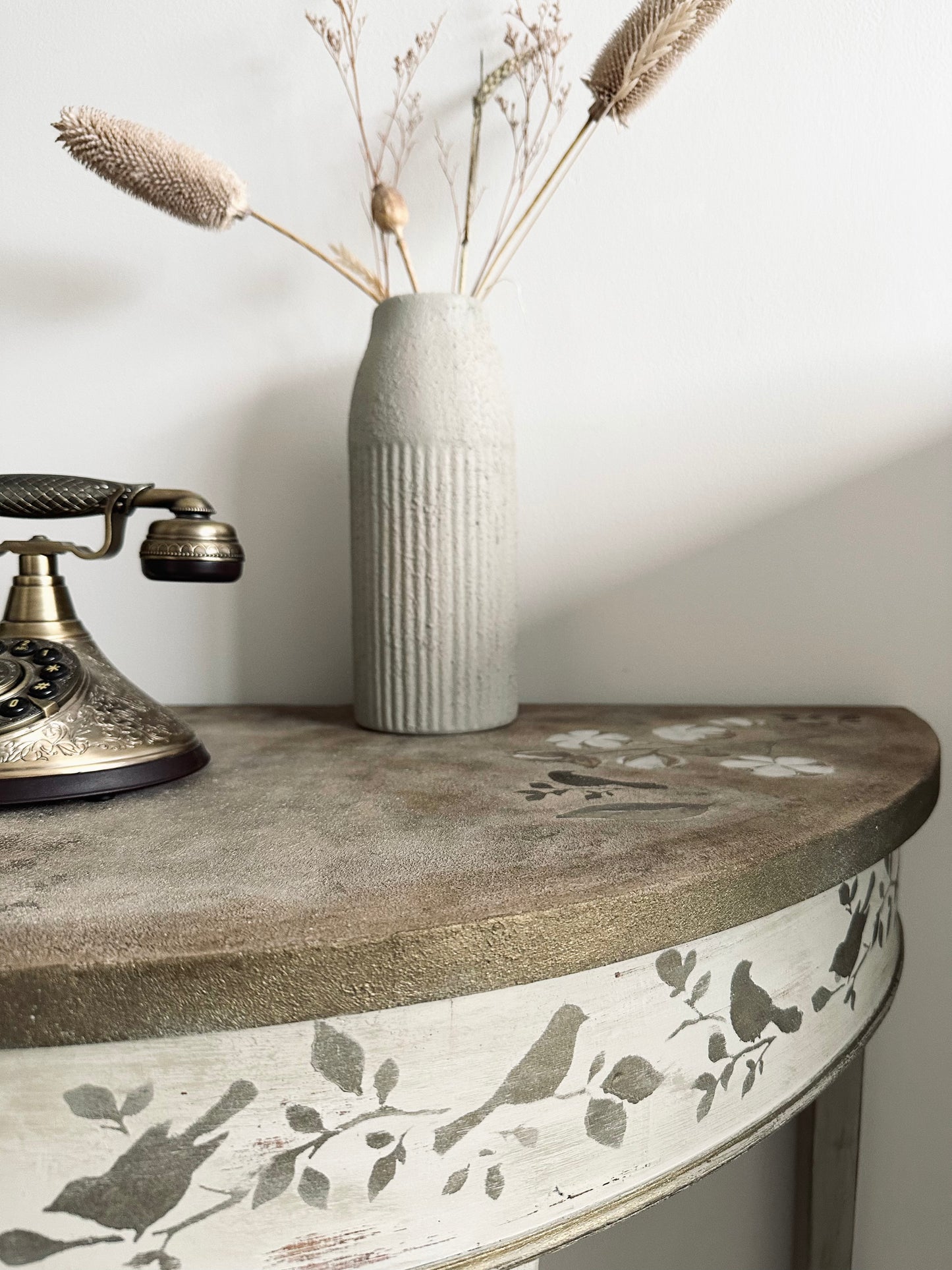 Rustic Half Moon Distressed Table