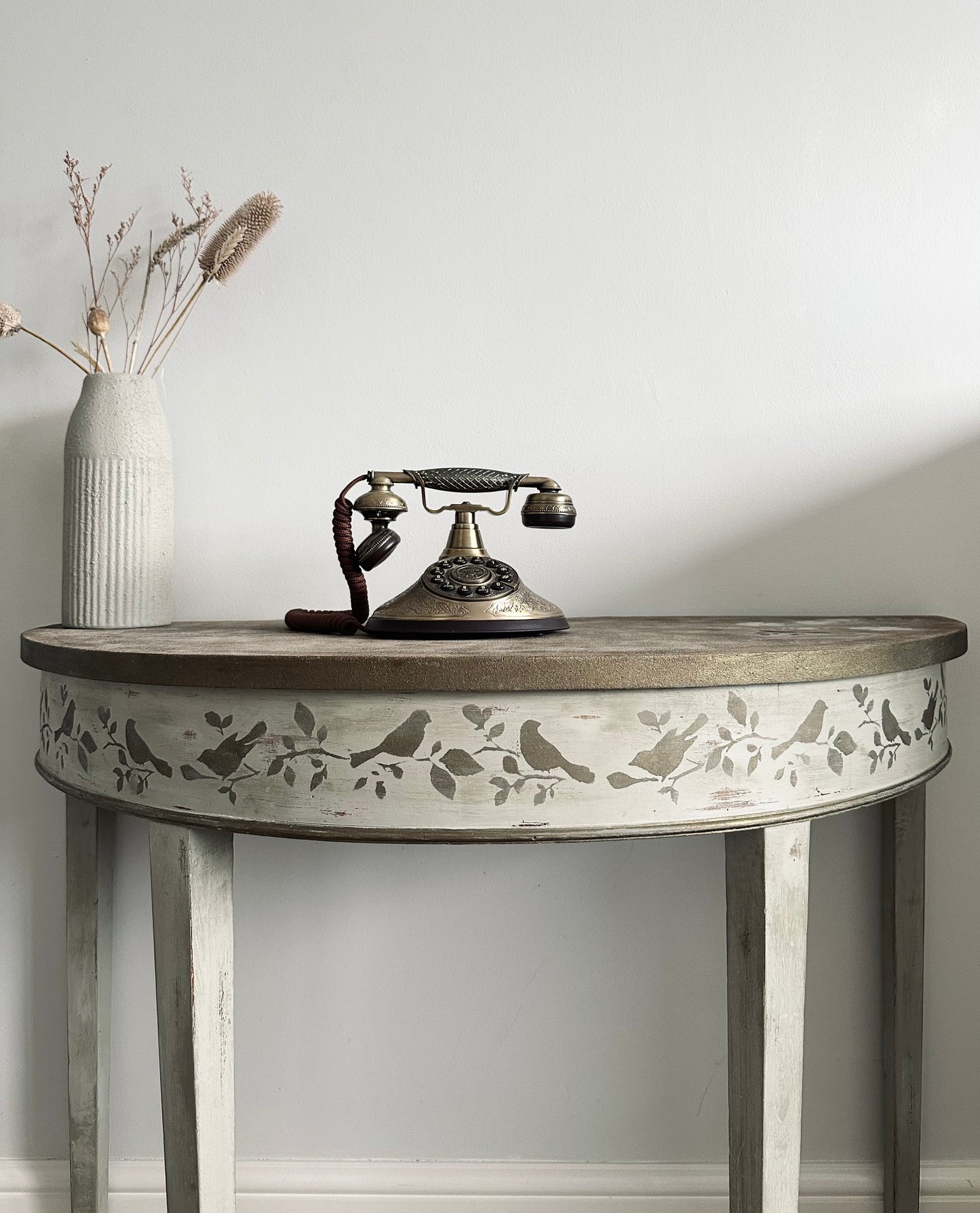 Rustic Half Moon Distressed Table