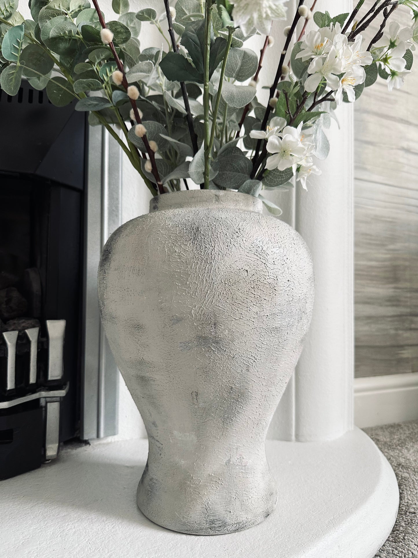 Contemporary Grey Stone effect vase