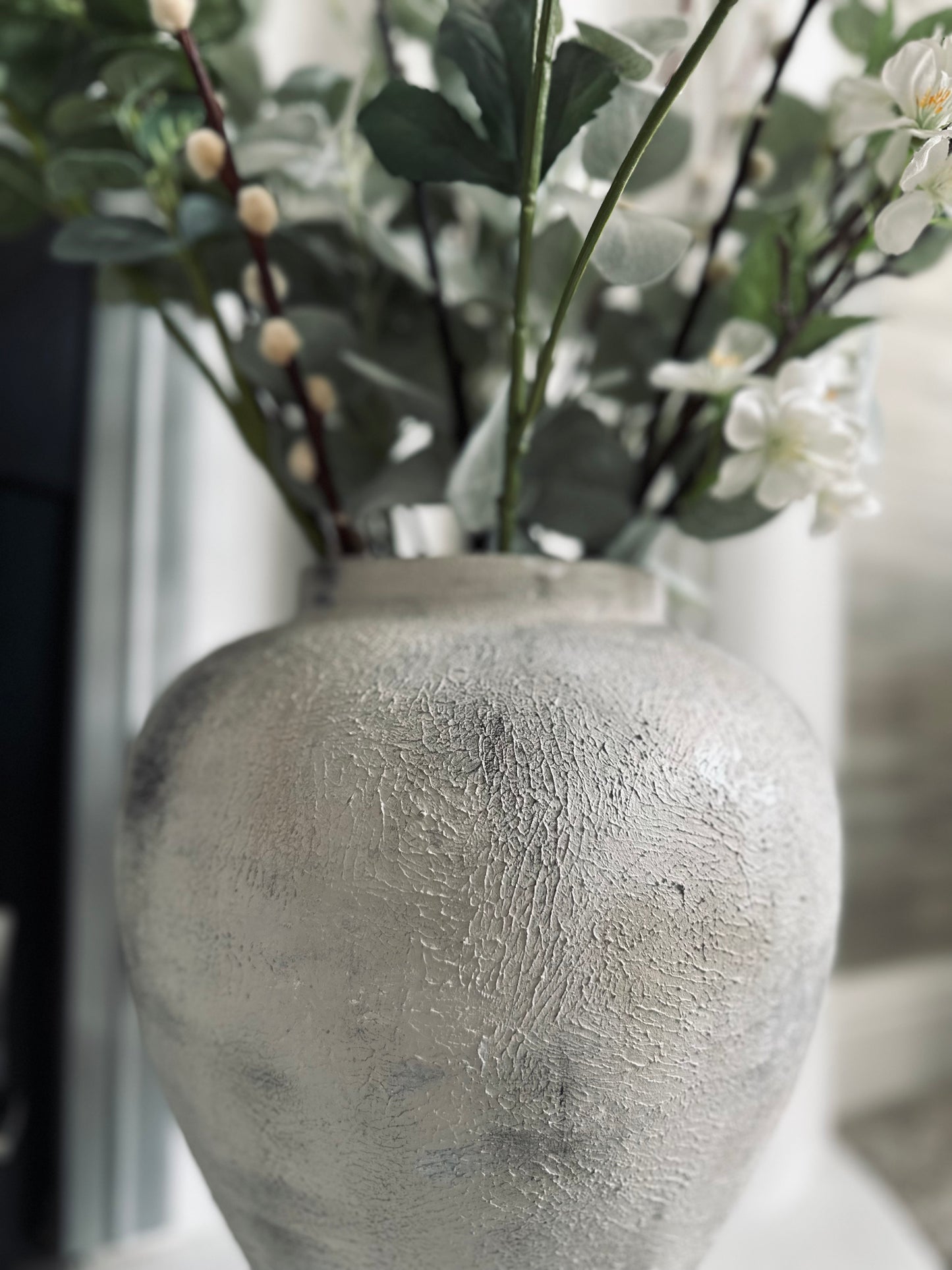 Contemporary Grey Stone effect vase