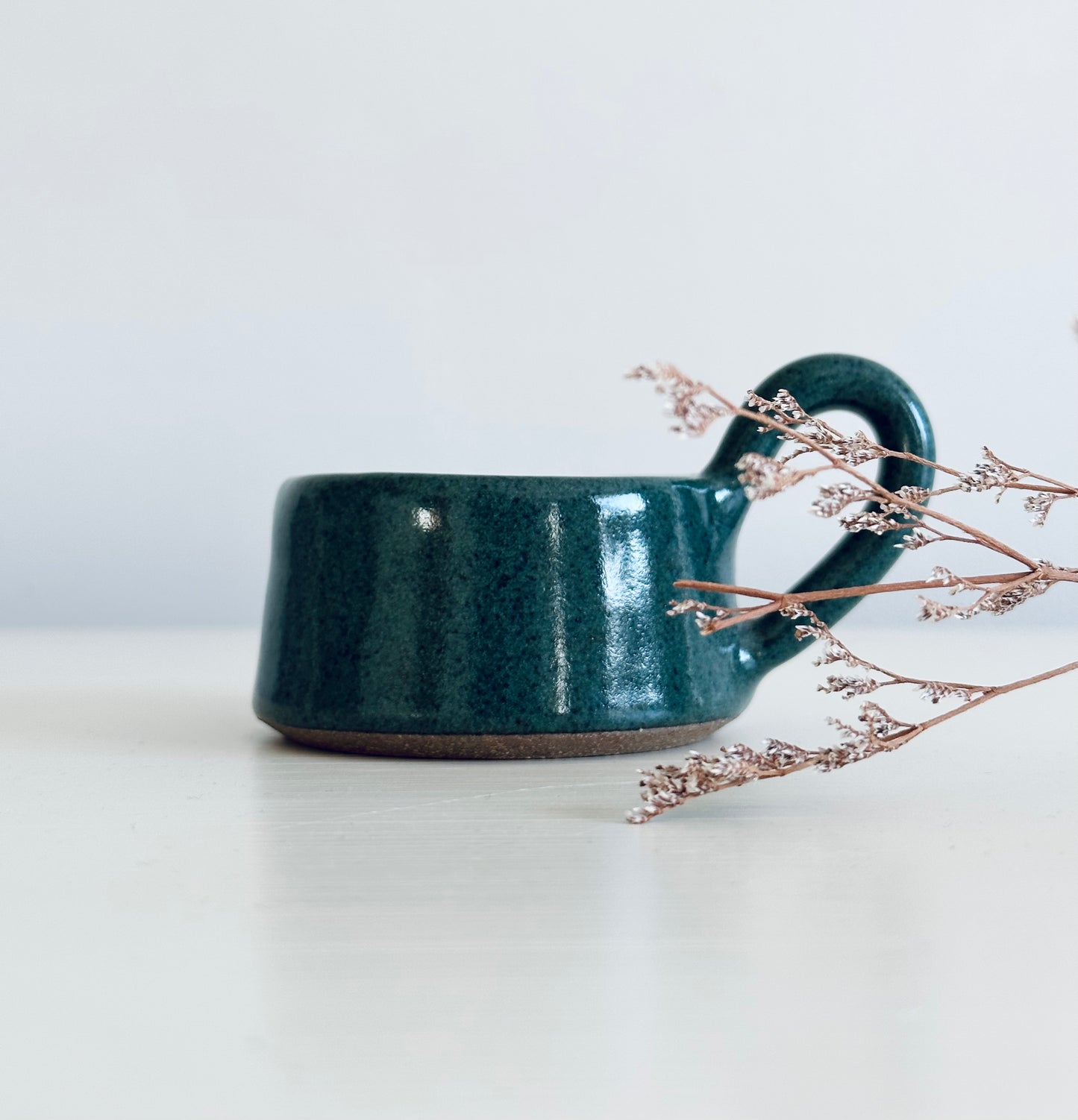 Green stoneware tea light cup