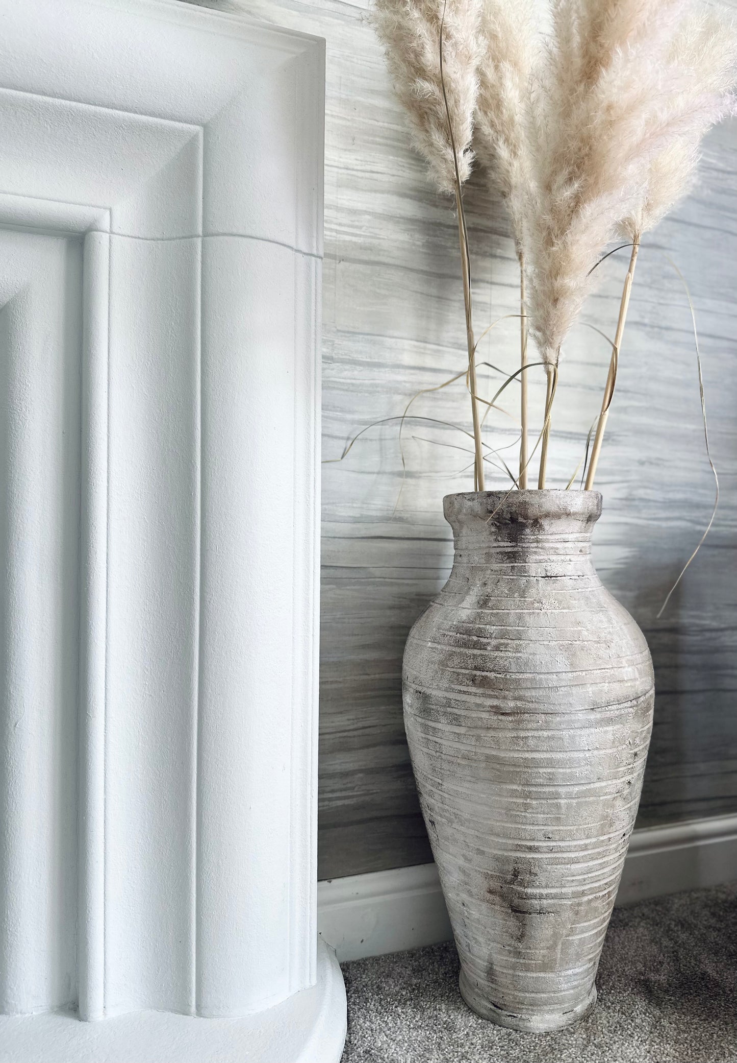 Floor Large Rustic Ribbed Vase