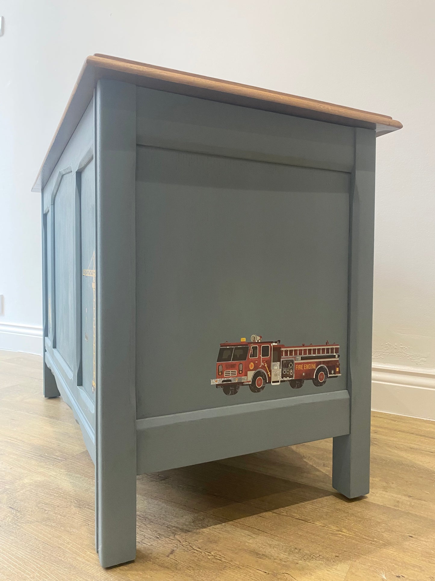Blue Hand Painted Boys Toy Box