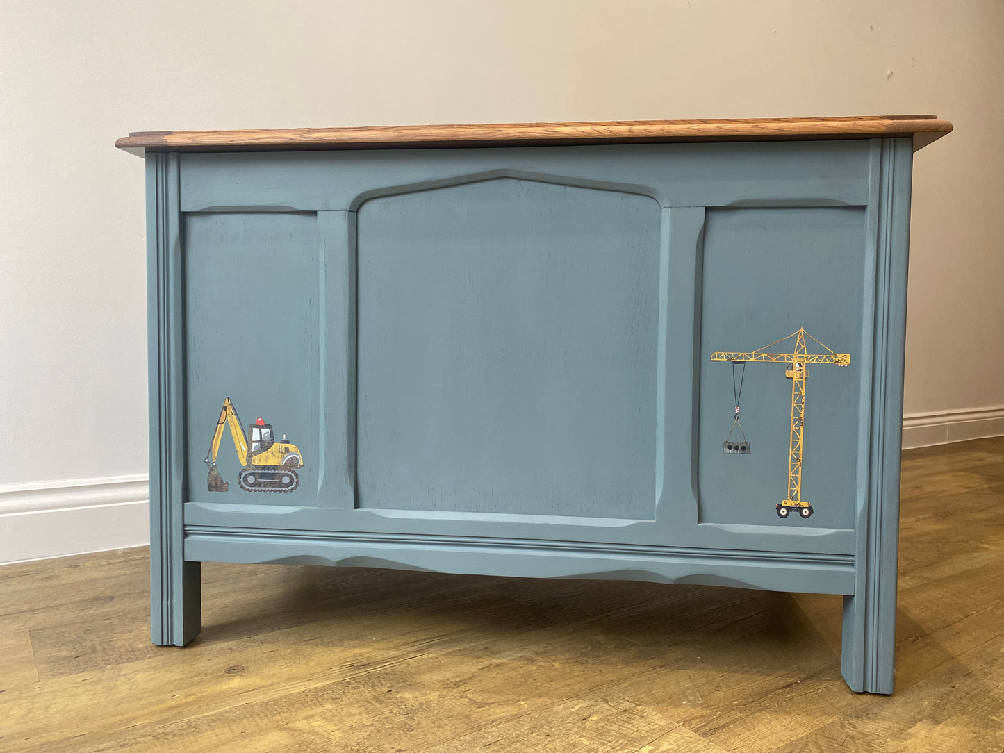 Blue Hand Painted Boys Toy Box