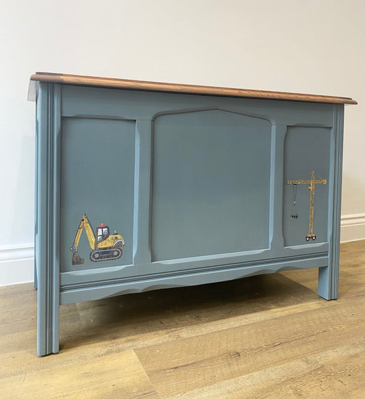 Blue Hand Painted Boys Toy Box