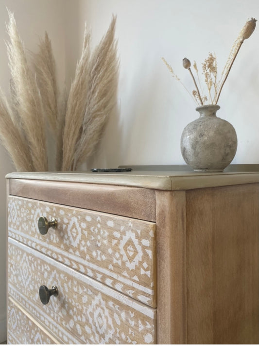 Raw Wood Boho Lebus Set of Drawers