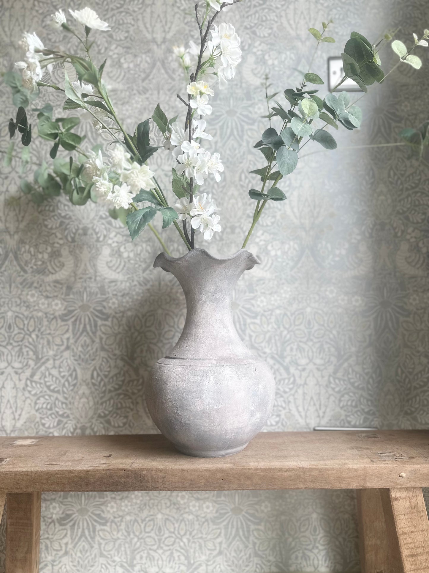Grey Stone Effect Frill Vase