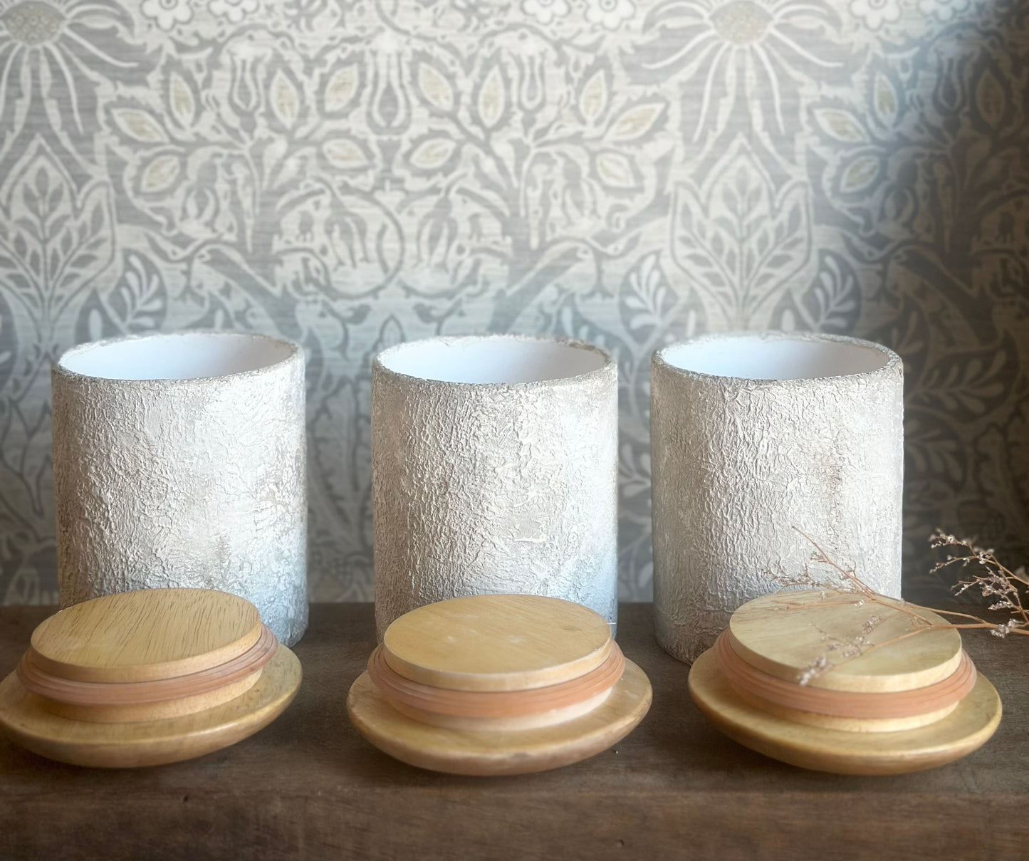 Set of Three Rustic Canisters