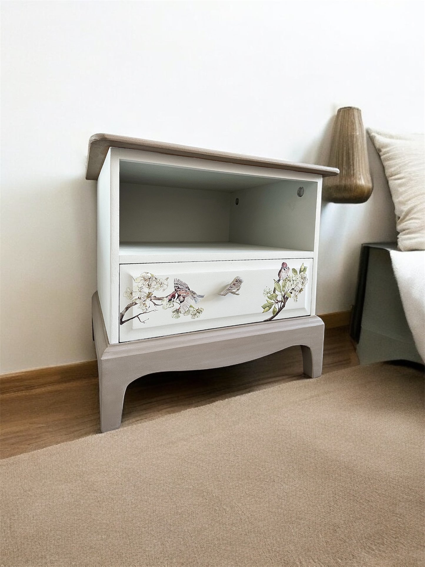 Set of Bird Design Bedside Table Drawers