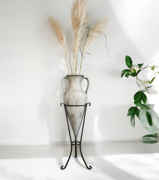 Rustic Tall Vase in Stand