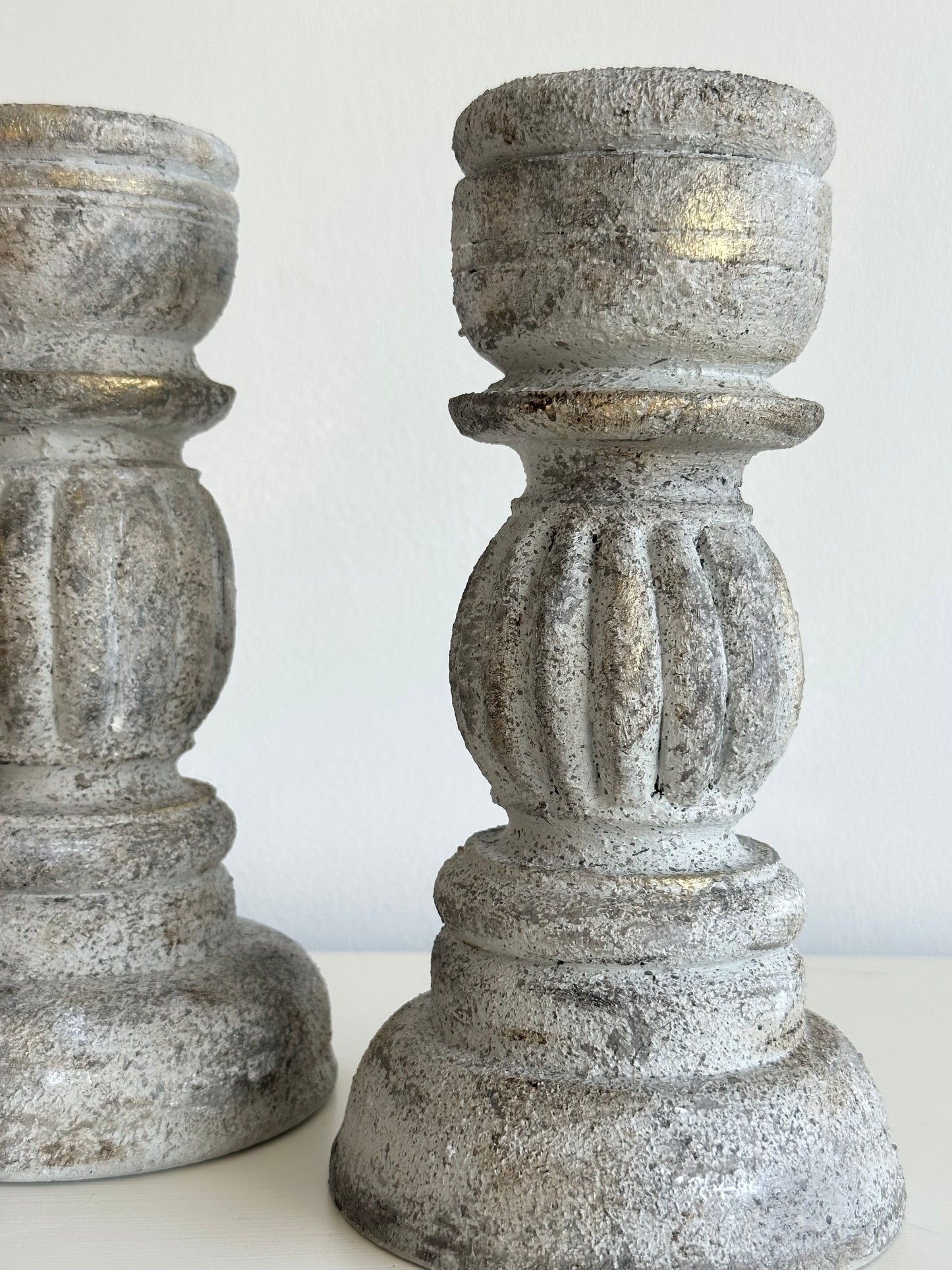 Stunning Vintage Stone Effect Candle Holders