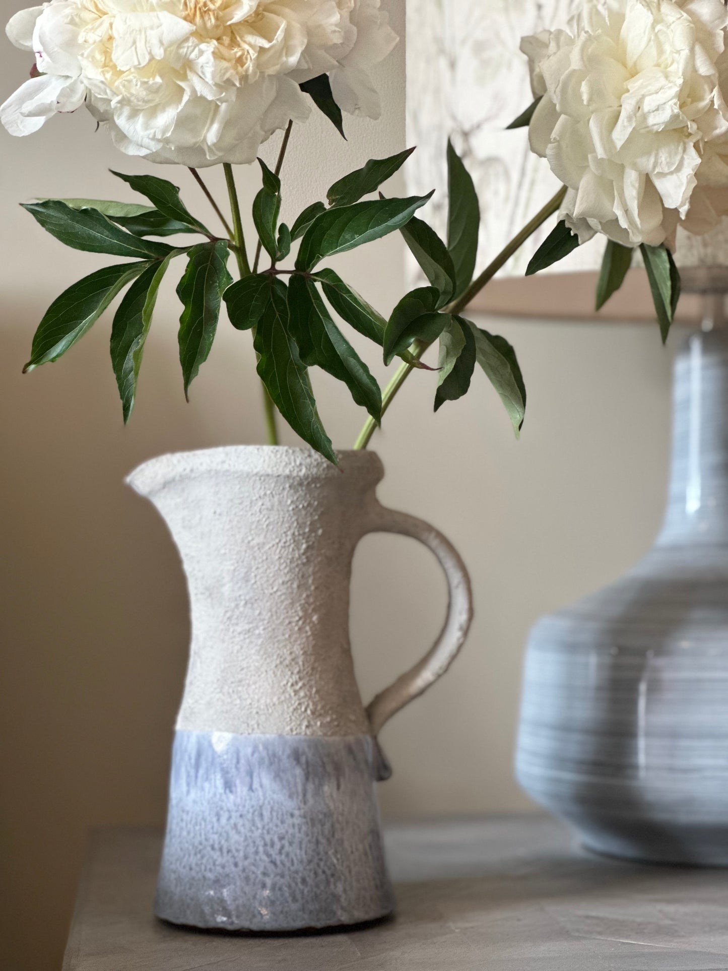 Two Tone Textured Stone Effect Jug Vase