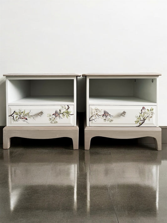 Set of Bird Design Bedside Table Drawers