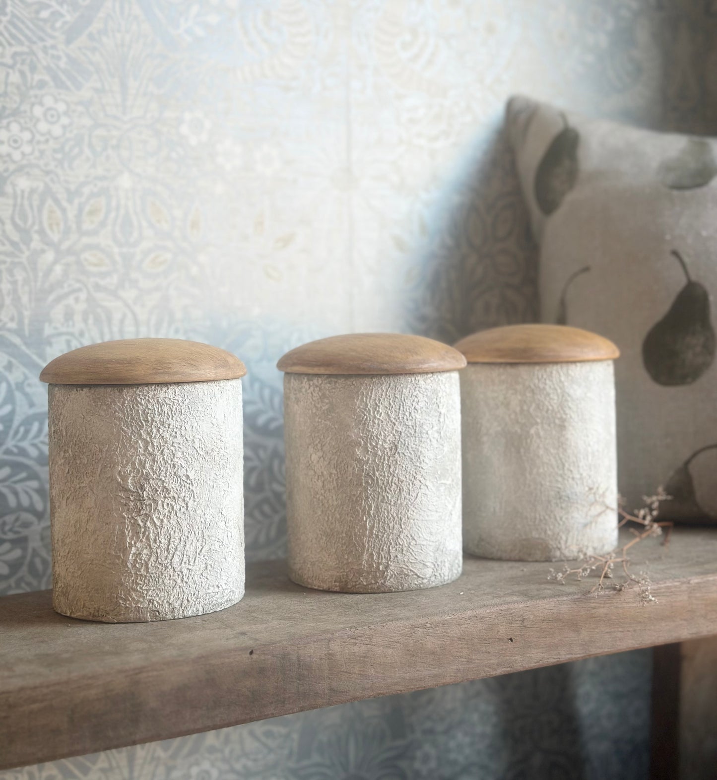 Set of Three Rustic Canisters