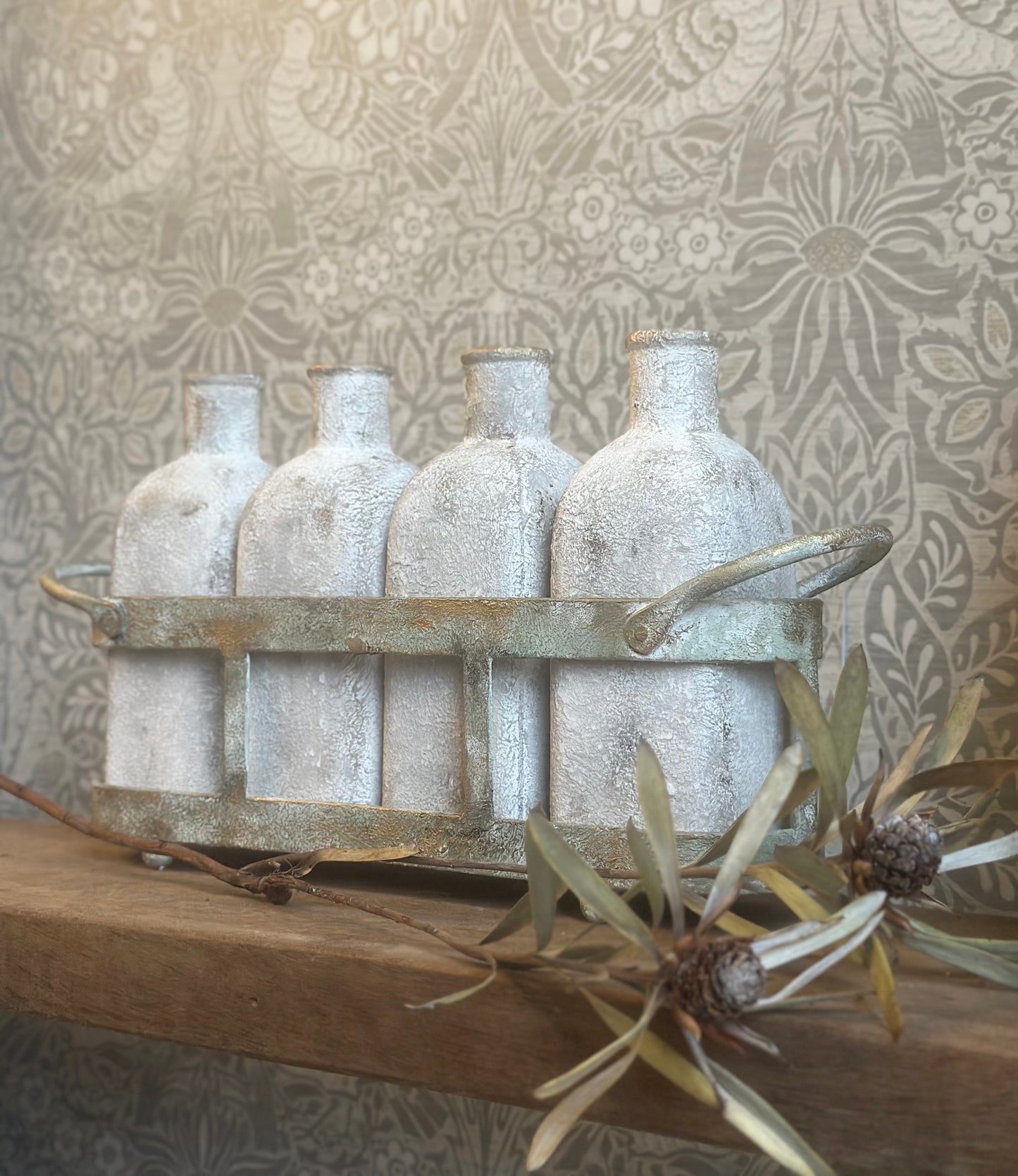 Rustic Tray of Vases