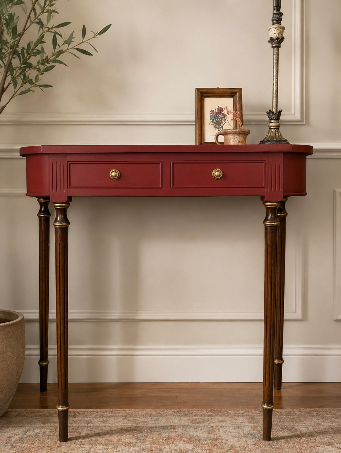 Vintage Red Console Table