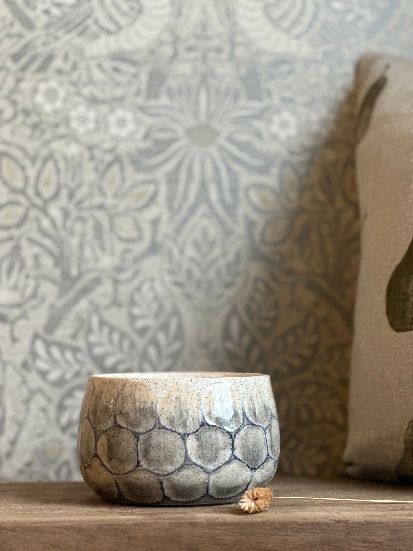 Vanilla Grey Reactive Glaze Ceramic Candle