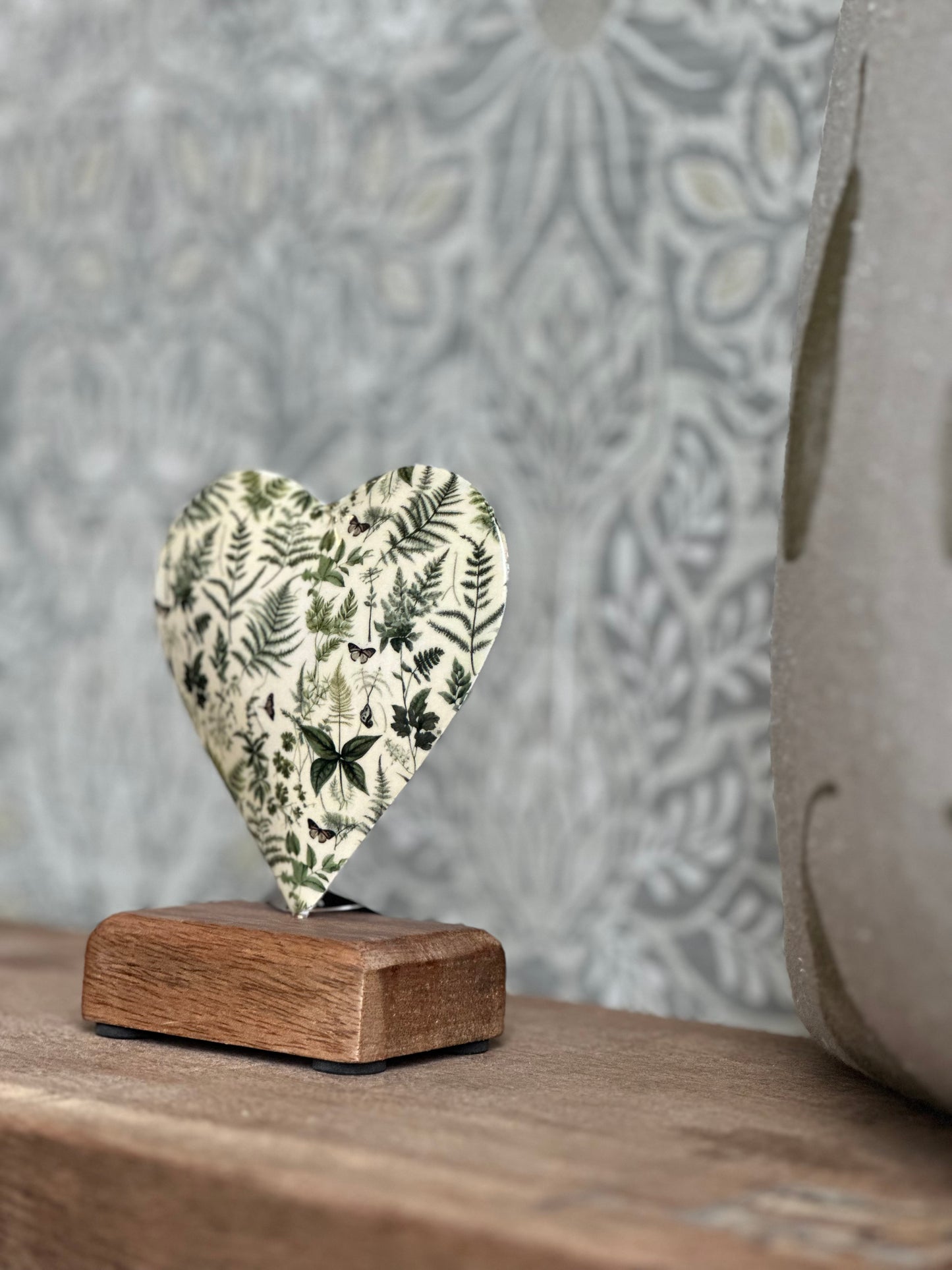 Wooden Green Love Heart Ornament