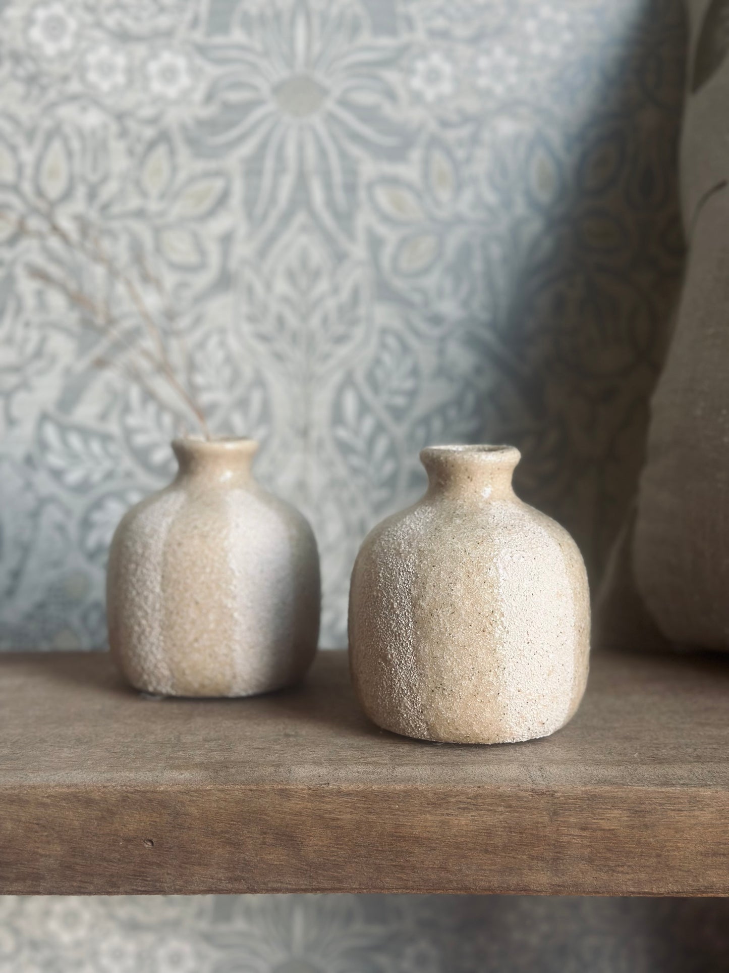 Set of Two Rustic Striped Bud Vase