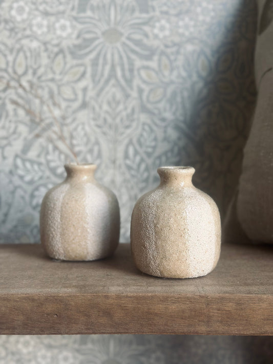 Set of Two Rustic Striped Bud Vase