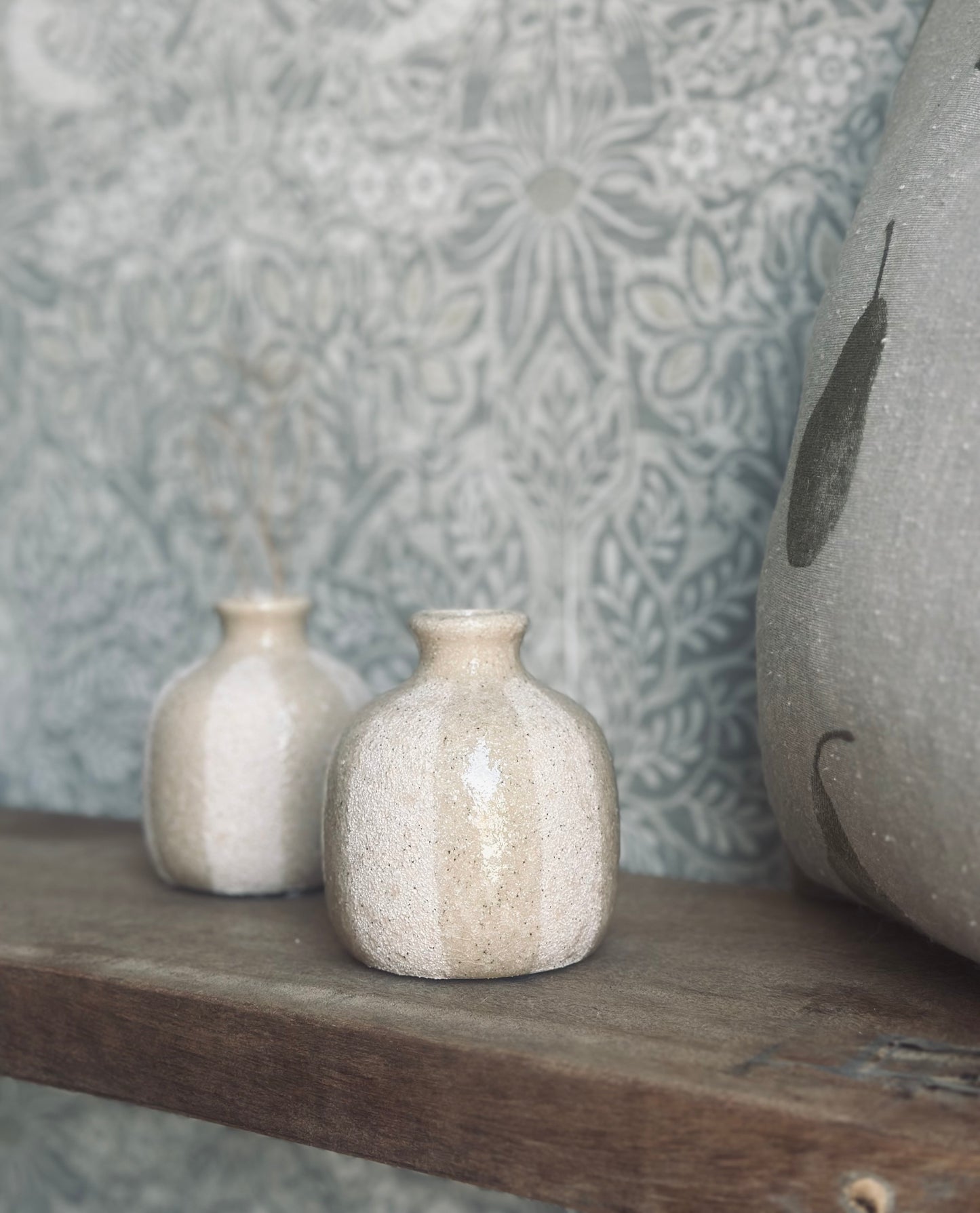 Set of Two Rustic Striped Bud Vase