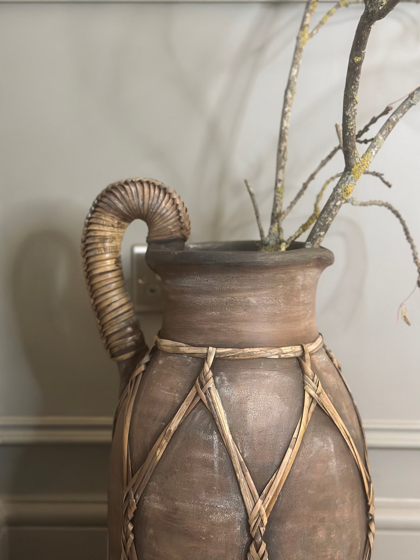 Rustic Terracotta Floor Standing Bamboo Jug Vase
